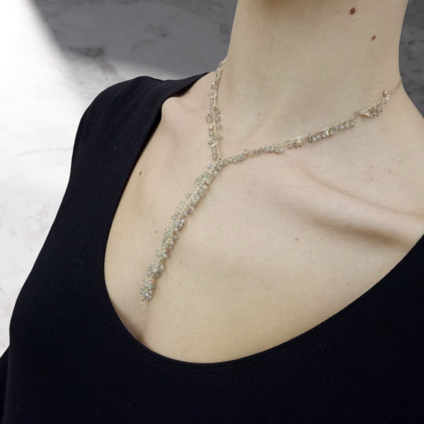 Collana in Argento con Lungo Pendente