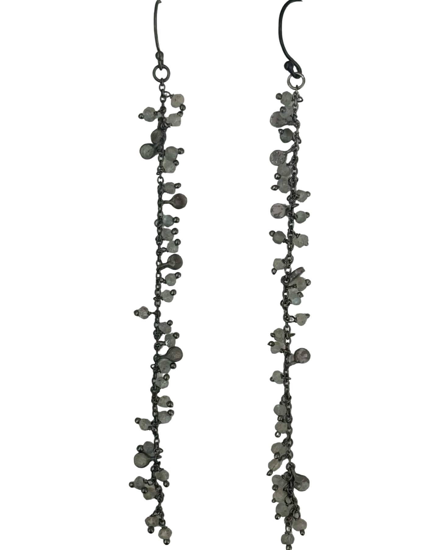 Orecchini in Argento Rodiato Nero con Labradorite