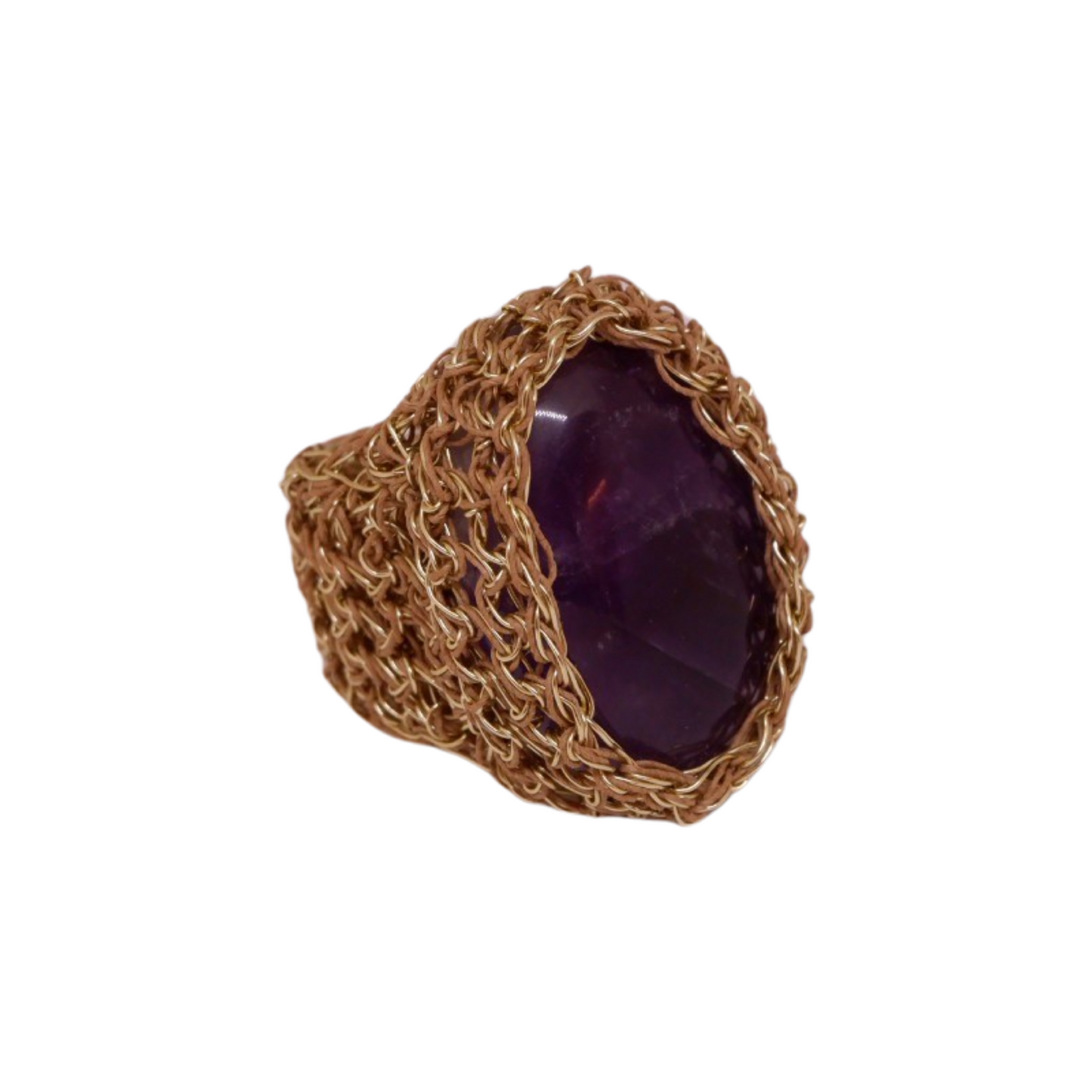 Anello con Pietra Semipreziosa Purple Jade - Oro Rosa