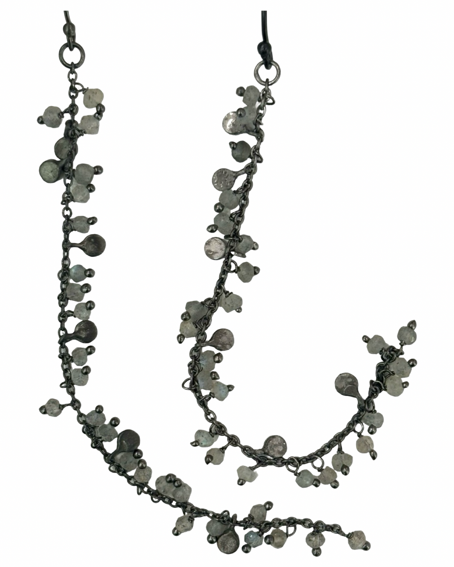 Orecchini in Argento Rodiato Nero con Labradorite