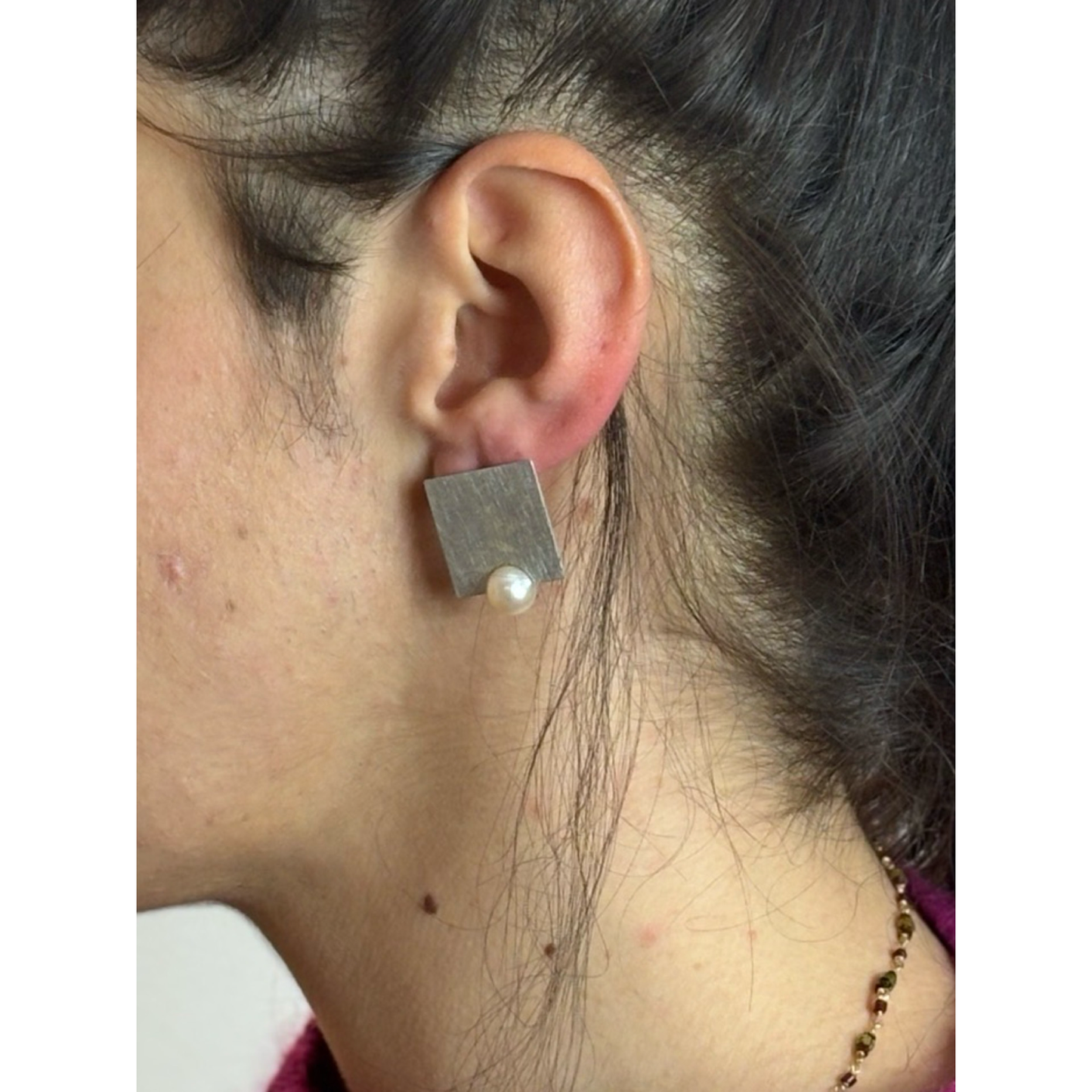 Orecchini in Argento con Perla Grigia