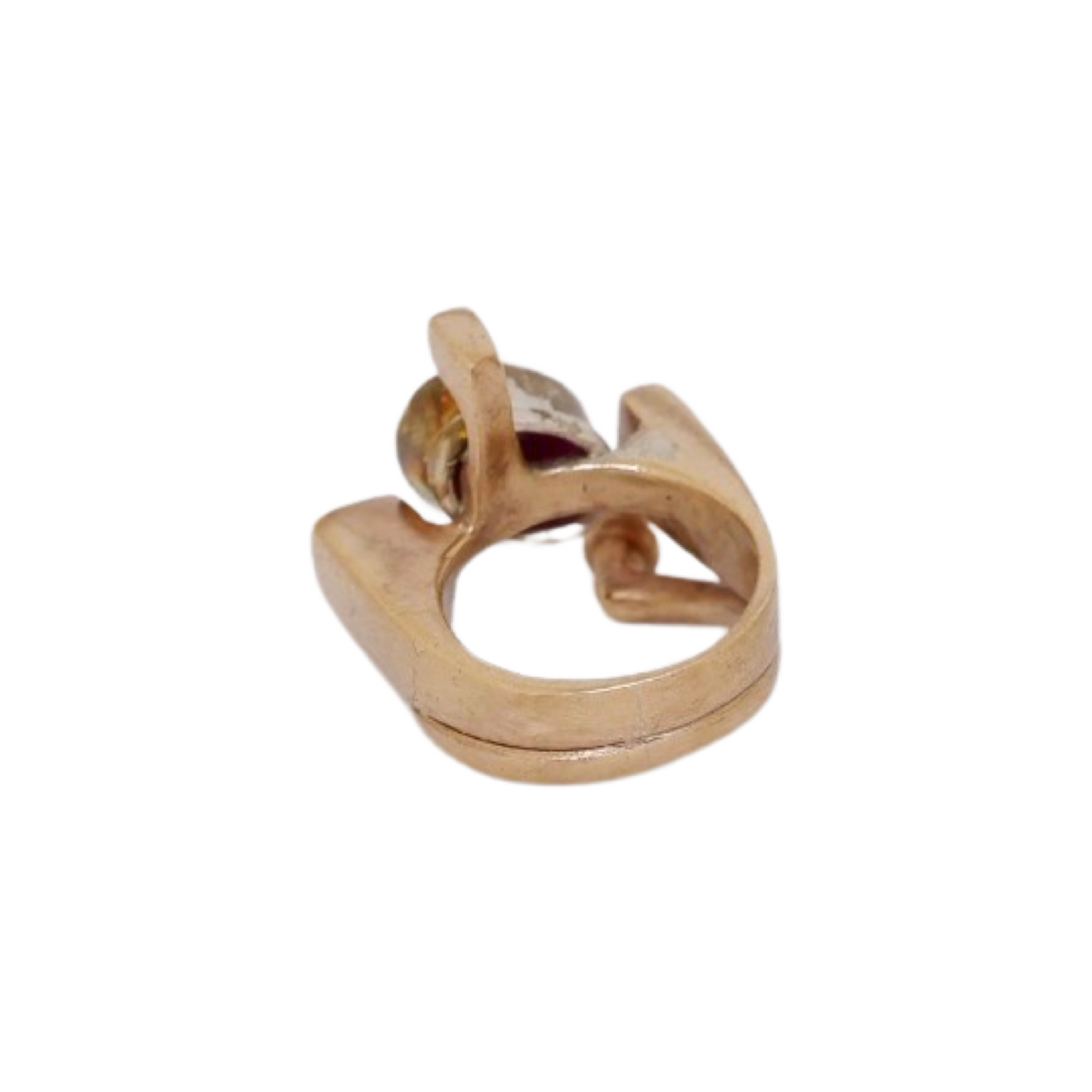 Anello Chiodo in Argento e Bronzo e Radice di Rubino