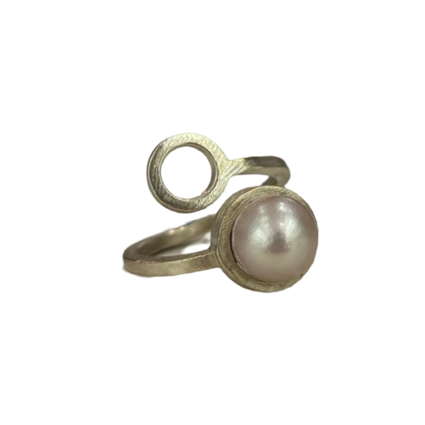 Anello 8 Verticale in Argento con Perla