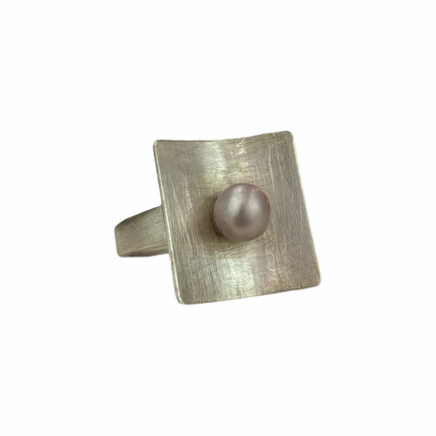 Anello Coppa in Argento con Perla